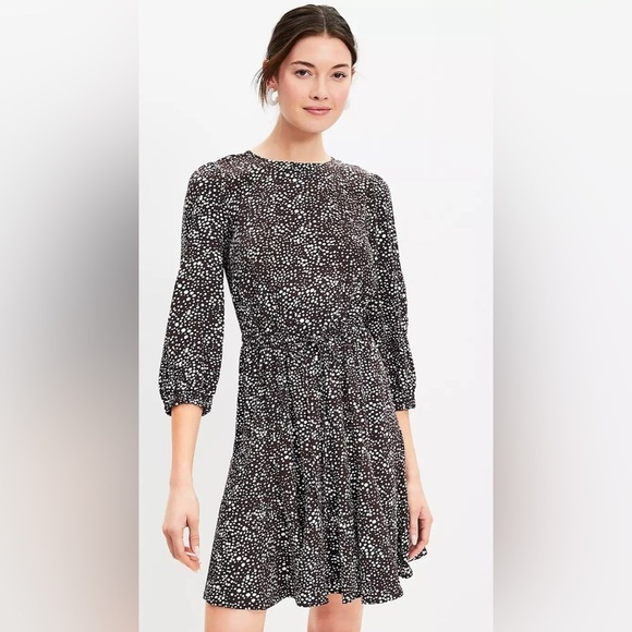 Loft Dotted Godet Mini Flare Dress - Picture 2 of 6